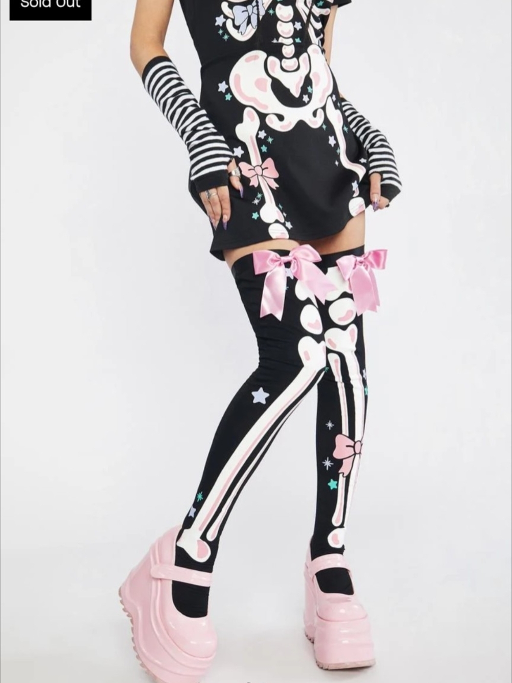 Rattle My Bones Skeleton Thigh High Tights - Trickz & Treatz - Dolls Kill